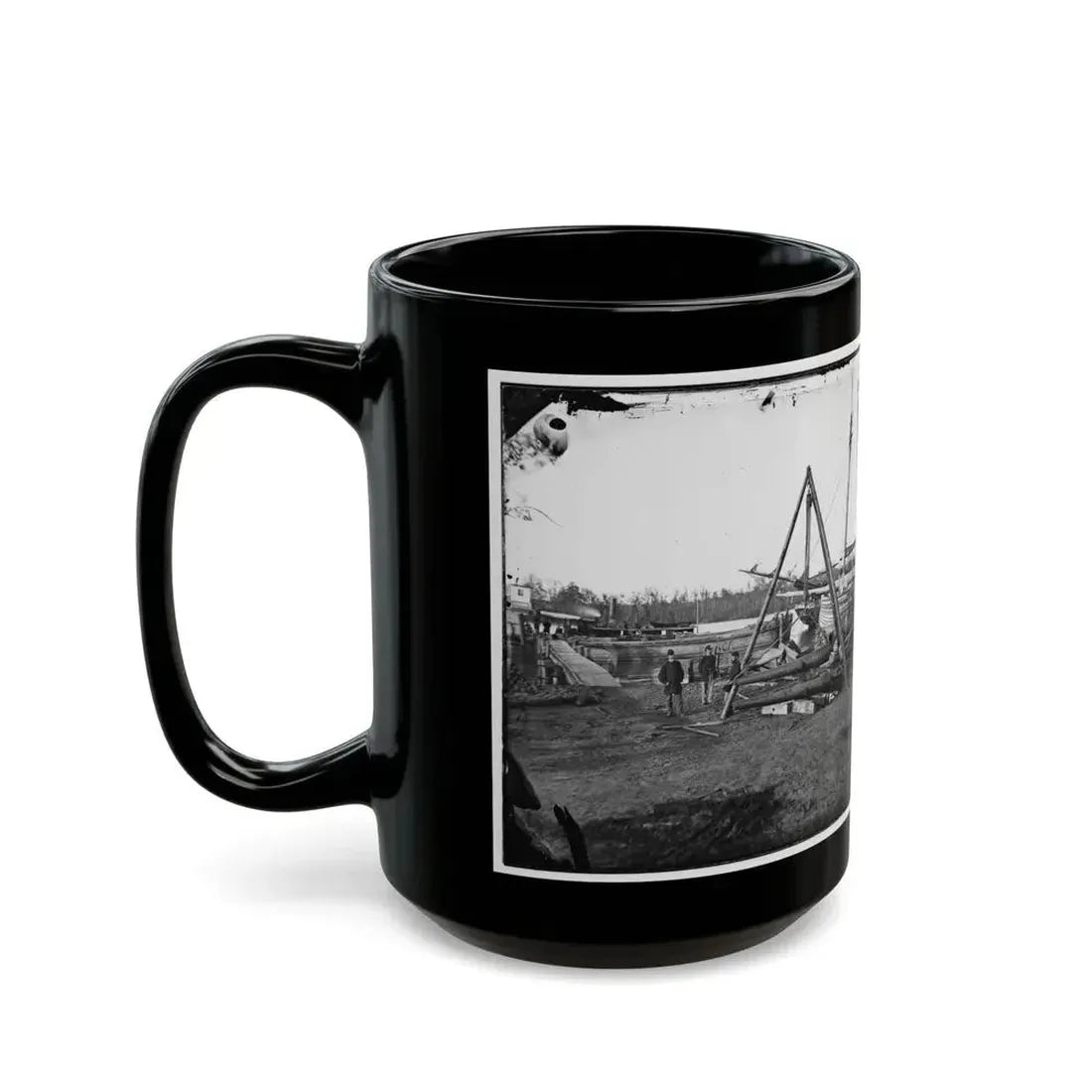 Broadway Landing, Va.  Tripod Artillery Swing By The Appomattox (U.S. Civil War) Black Coffee Mug - Go Mug Yourself