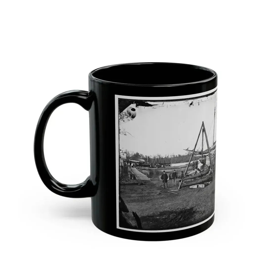 Broadway Landing, Va.  Tripod Artillery Swing By The Appomattox (U.S. Civil War) Black Coffee Mug - Go Mug Yourself