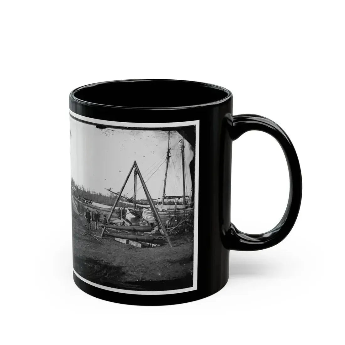 Broadway Landing, Va.  Tripod Artillery Swing By The Appomattox (U.S. Civil War) Black Coffee Mug - Go Mug Yourself