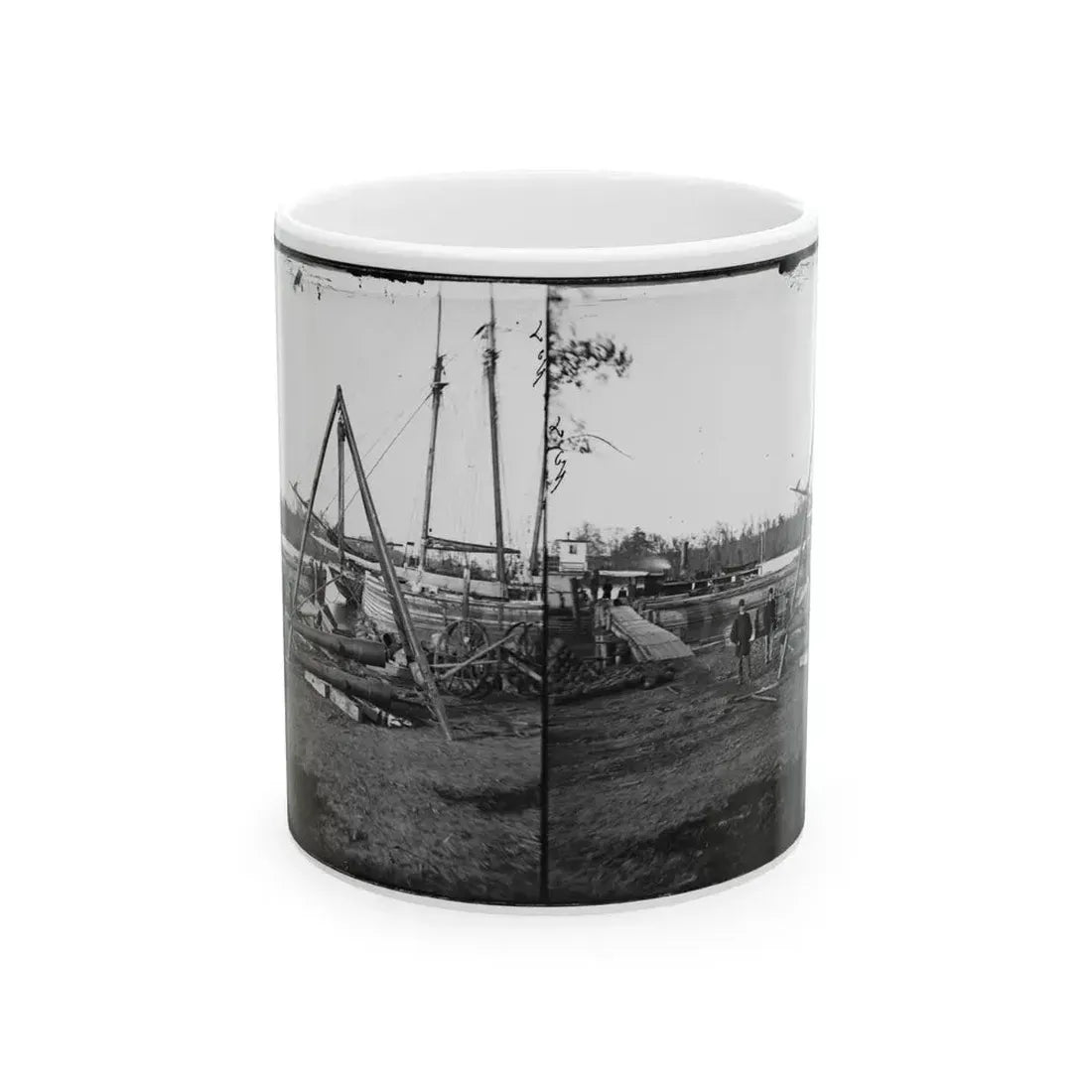 Broadway Landing, Va.  Tripod Artillery Swing By The Appomattox (U.S. Civil War) White Coffee Mug 11oz - Go Mug Yourself