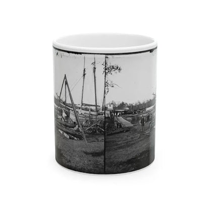 Broadway Landing, Va.  Tripod Artillery Swing By The Appomattox (U.S. Civil War) White Coffee Mug 11oz - Go Mug Yourself