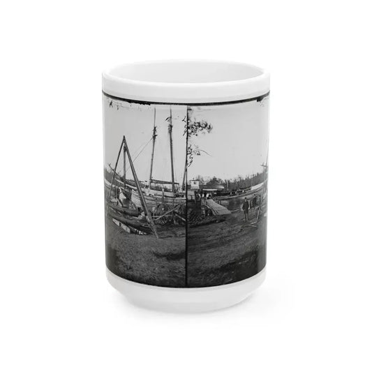 Broadway Landing, Va.  Tripod Artillery Swing By The Appomattox (U.S. Civil War) White Coffee Mug 15oz - Go Mug Yourself