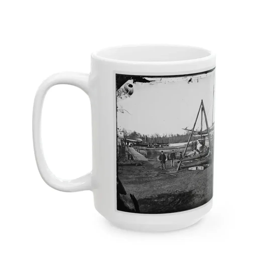 Broadway Landing, Va.  Tripod Artillery Swing By The Appomattox (U.S. Civil War) White Coffee Mug - Go Mug Yourself