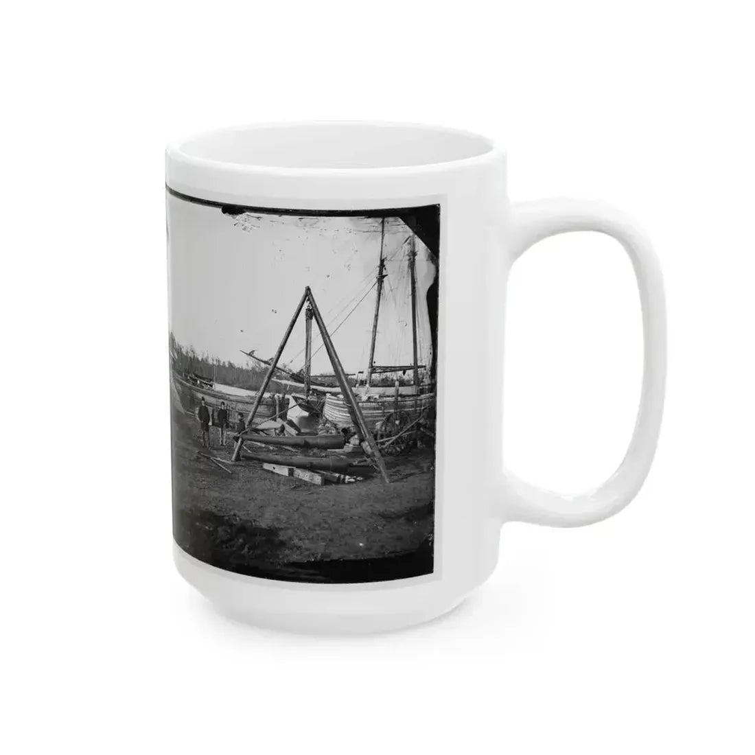 Broadway Landing, Va.  Tripod Artillery Swing By The Appomattox (U.S. Civil War) White Coffee Mug - Go Mug Yourself