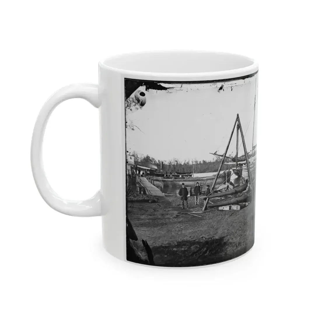Broadway Landing, Va.  Tripod Artillery Swing By The Appomattox (U.S. Civil War) White Coffee Mug - Go Mug Yourself