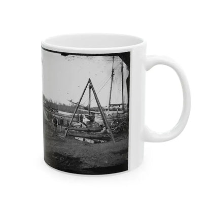 Broadway Landing, Va.  Tripod Artillery Swing By The Appomattox (U.S. Civil War) White Coffee Mug - Go Mug Yourself