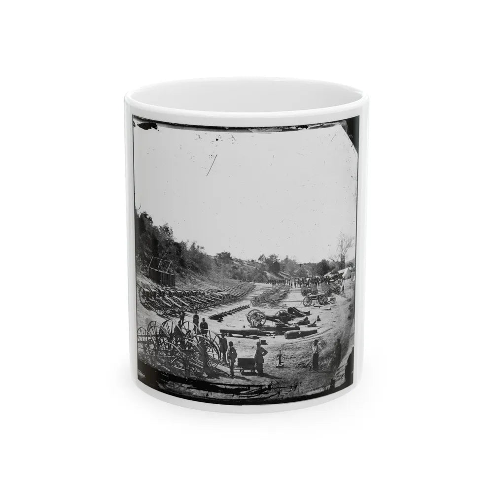 Broadway Landing, Va. Federal Ordnance At The Depot (U.S. Civil War) White Coffee Mug-11oz-Go Mug Yourself