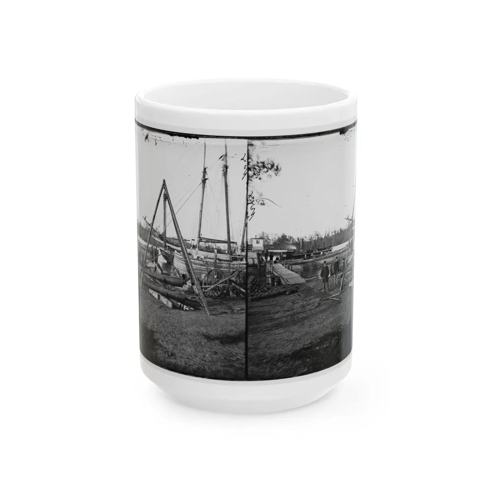 Broadway Landing, Va. Tripod Artillery Swing By The Appomattox (U.S. Civil War) White Coffee Mug-15oz-Go Mug Yourself