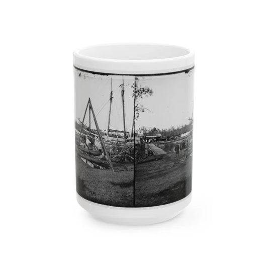 Broadway Landing, Va. Tripod Artillery Swing By The Appomattox (U.S. Civil War) White Coffee Mug-15oz-Go Mug Yourself