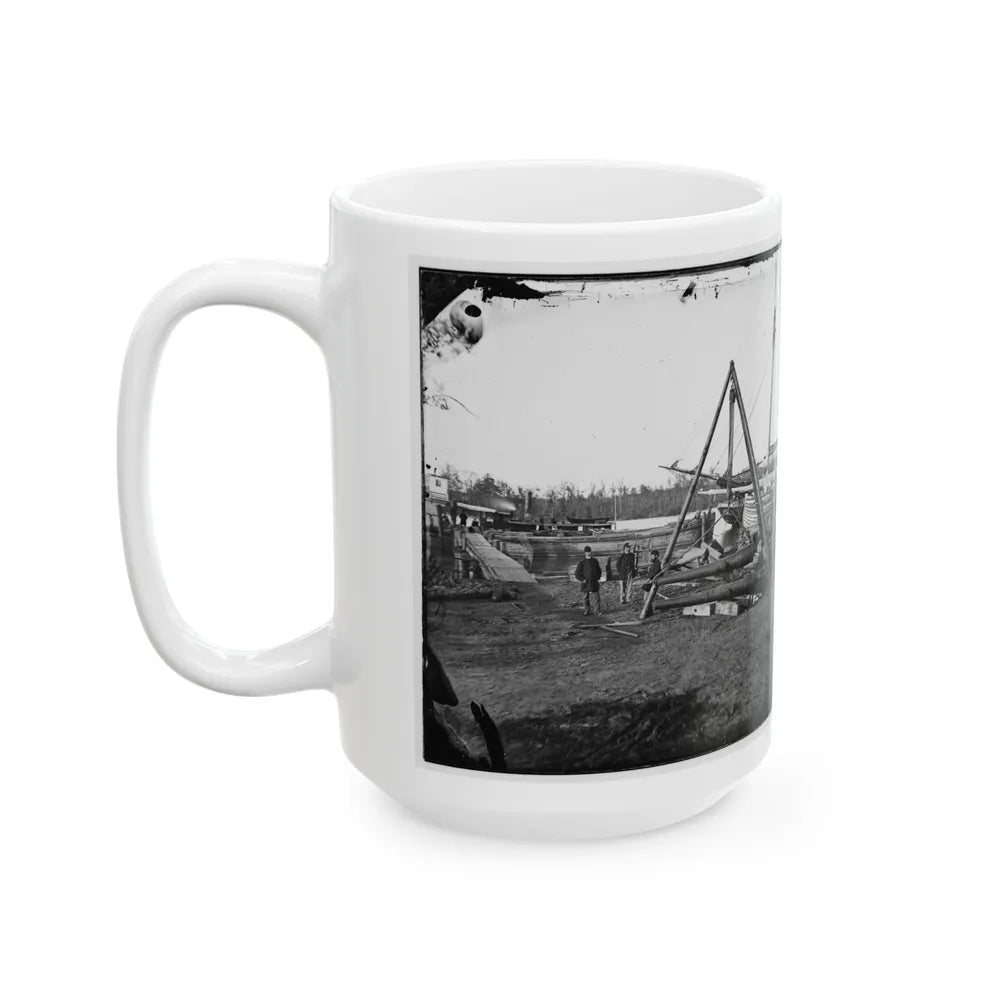 Broadway Landing, Va. Tripod Artillery Swing By The Appomattox (U.S. Civil War) White Coffee Mug-Go Mug Yourself