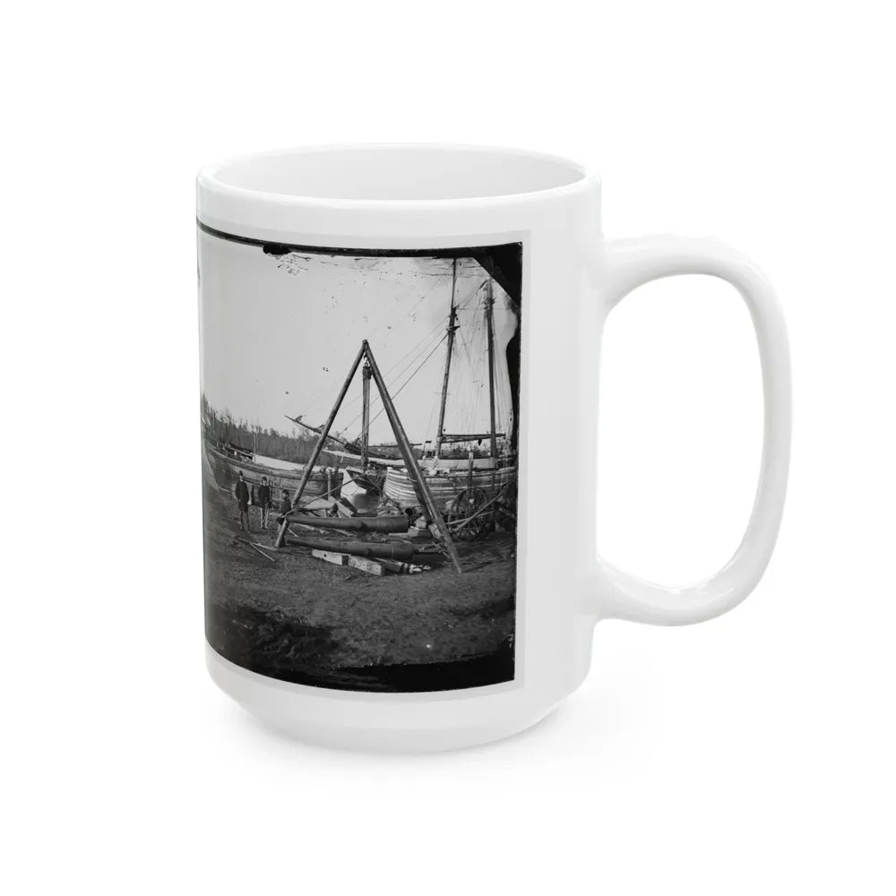 Broadway Landing, Va. Tripod Artillery Swing By The Appomattox (U.S. Civil War) White Coffee Mug-Go Mug Yourself