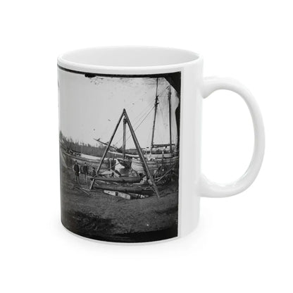 Broadway Landing, Va. Tripod Artillery Swing By The Appomattox (U.S. Civil War) White Coffee Mug-Go Mug Yourself