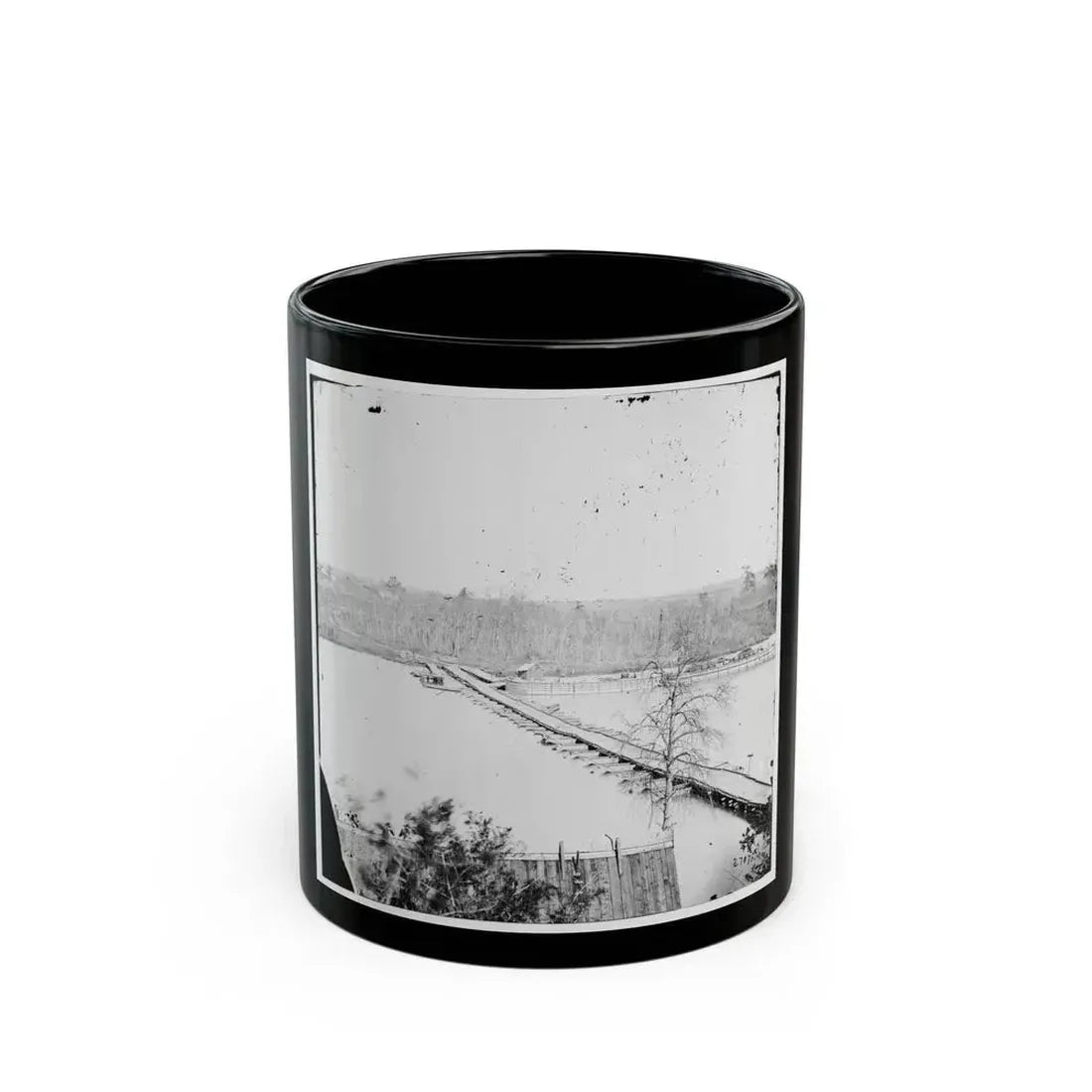 Broadway Landing, Virginia. Pontoon Bridge Across The Appomattox River (U.S. Civil War) Black Coffee Mug 11oz - Go Mug Yourself
