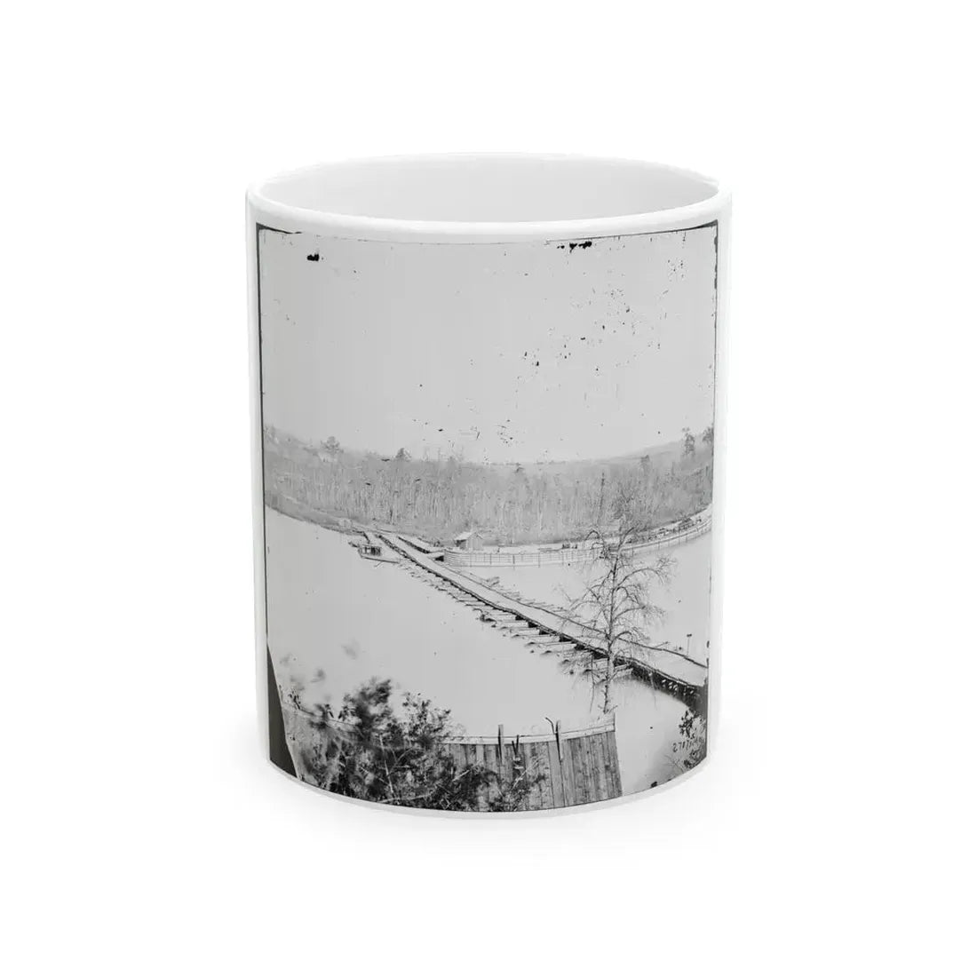 Broadway Landing, Virginia. Pontoon Bridge Across The Appomattox River (U.S. Civil War) White Coffee Mug 11oz - Go Mug Yourself