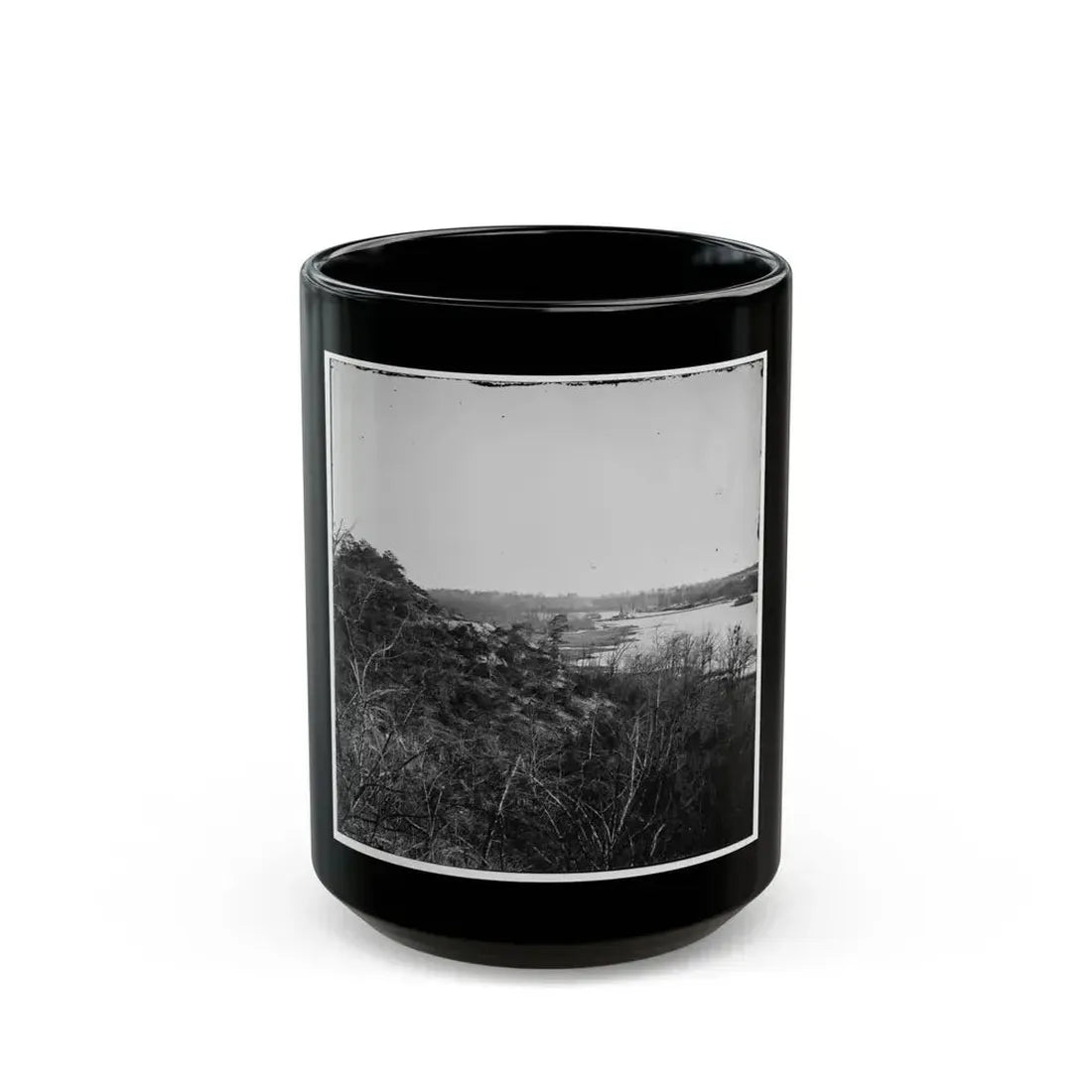 Broadway Landing, Virginia. Where Butler's Troops Crossed The Appomattox River (U.S. Civil War) Black Coffee Mug 15oz - Go Mug Yourself