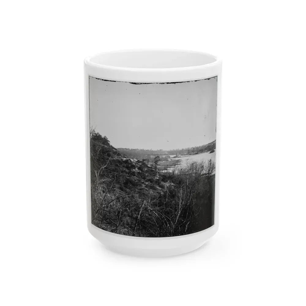 Broadway Landing, Virginia. Where Butler's Troops Crossed The Appomattox River (U.S. Civil War) White Coffee Mug 15oz - Go Mug Yourself