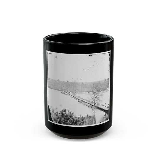 Broadway Landing, Virginia. Pontoon Bridge Across The Appomattox River (U.S. Civil War) Black Coffee Mug-15oz-Go Mug Yourself