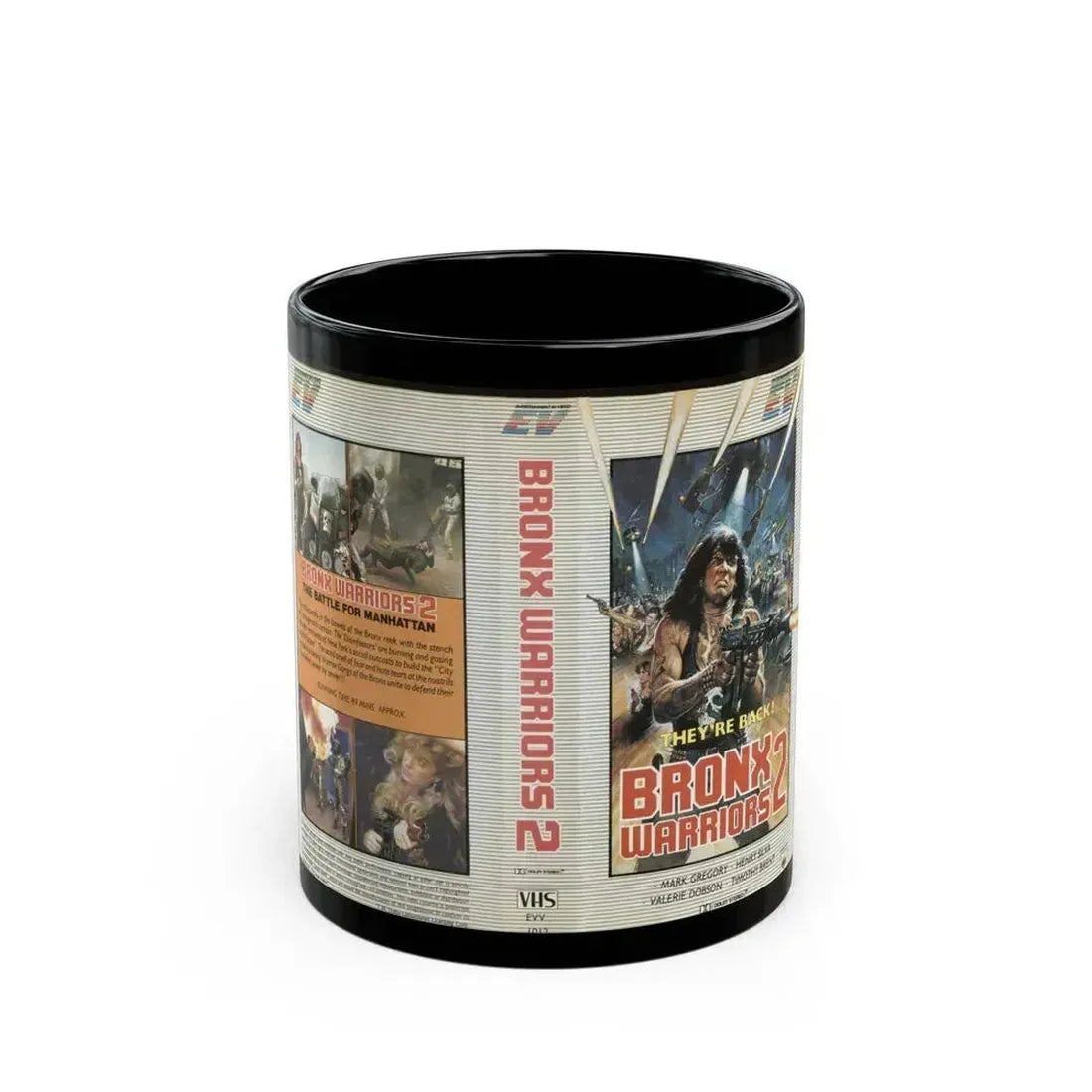 BRONX WARRIORS 2 (VHS COVER) - Black Coffee Mug 11oz - Go Mug Yourself