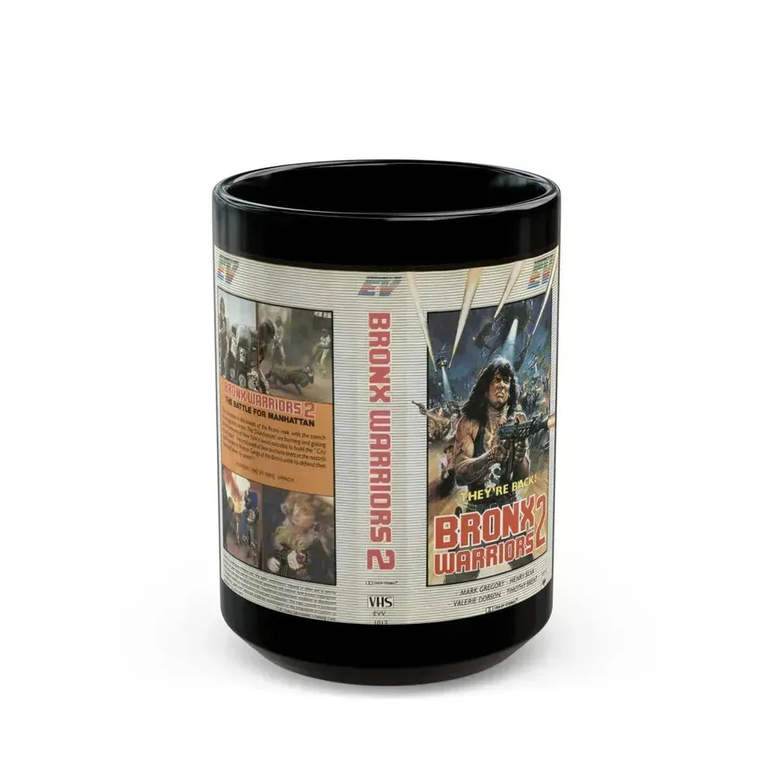 BRONX WARRIORS 2 (VHS COVER) - Black Coffee Mug 15oz - Go Mug Yourself