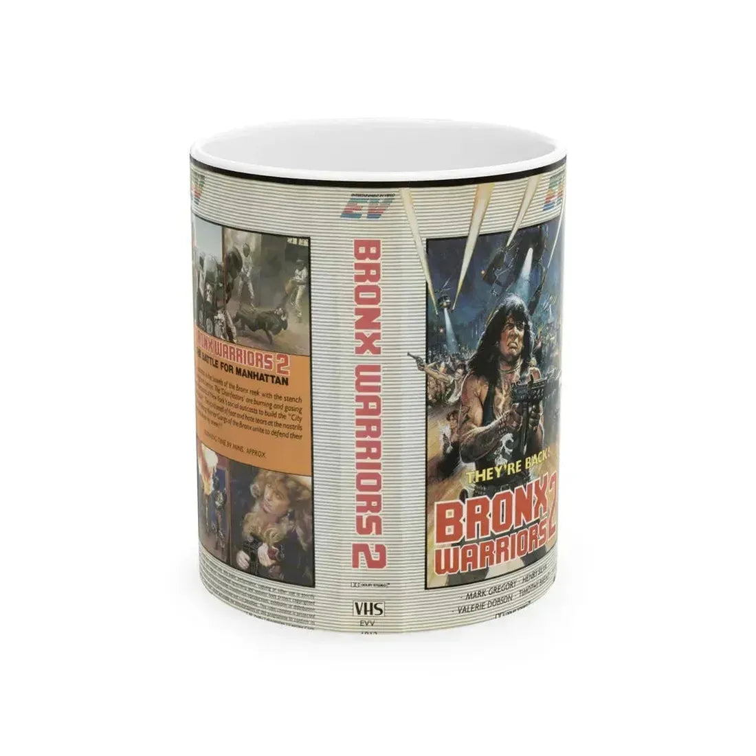 BRONX WARRIORS 2 (VHS COVER) - White Coffee Mug 11oz - Go Mug Yourself