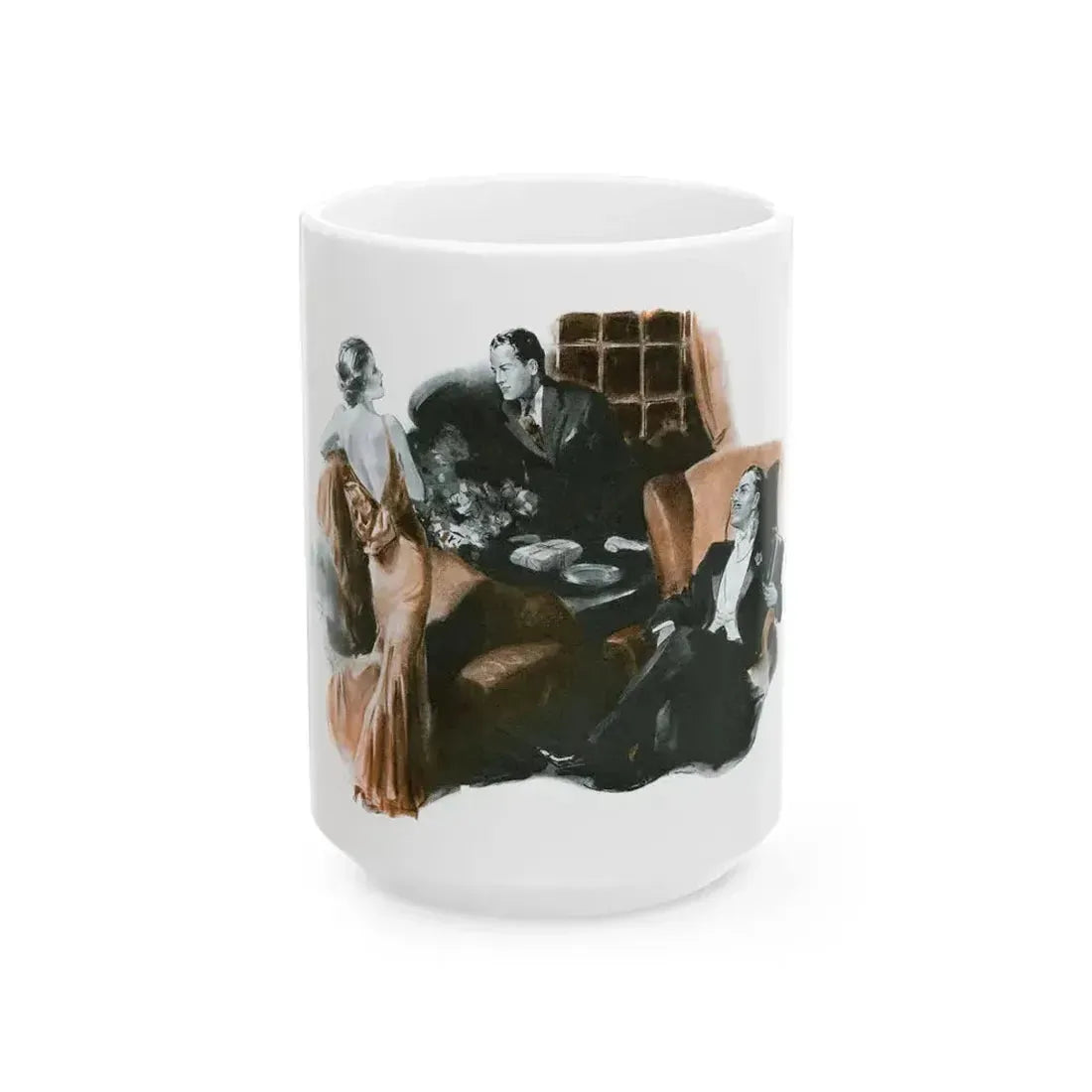 Brown Orchids by Nell Young (2), Good Housekeeping, 1934 - White Coffee Mug 15oz - Go Mug Yourself