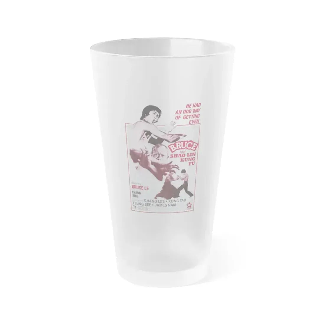 BRUCE AND SHAOLIN KUNG FU 1977 Movie Poster - Frosted Pint Glass 16oz 16oz Frosted - Go Mug Yourself