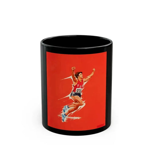 Bruce Jenner, Olympic Decathlon winner, Wheaties cereal box illustration, 1976 - Black Coffee Mug 11oz - Go Mug Yourself