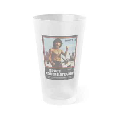 BRUCE LEE FIGHTS BACK FROM THE GRAVE (FRENCH) 1976 Movie Poster - Frosted Pint Glass 16oz 16oz Frosted - Go Mug Yourself