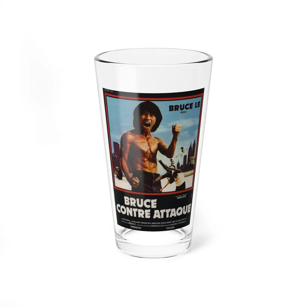 BRUCE LEE FIGHTS BACK FROM THE GRAVE (FRENCH) 1976 Movie Poster - Pint Glass 16oz-16oz-Go Mug Yourself