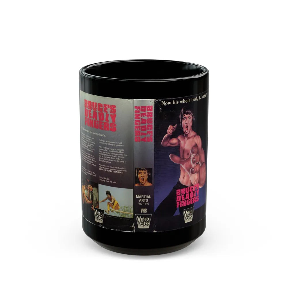 BRUCES DEADLY FINGERS (VHS COVER) - Black Coffee Mug-15oz-Go Mug Yourself