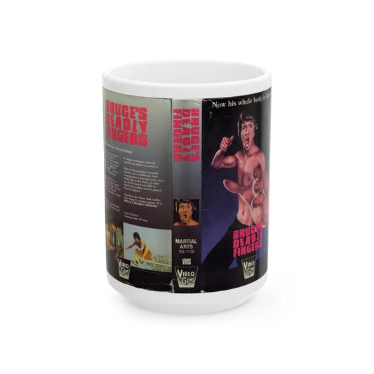 BRUCES DEADLY FINGERS (VHS COVER) - White Coffee Mug-15oz-Go Mug Yourself