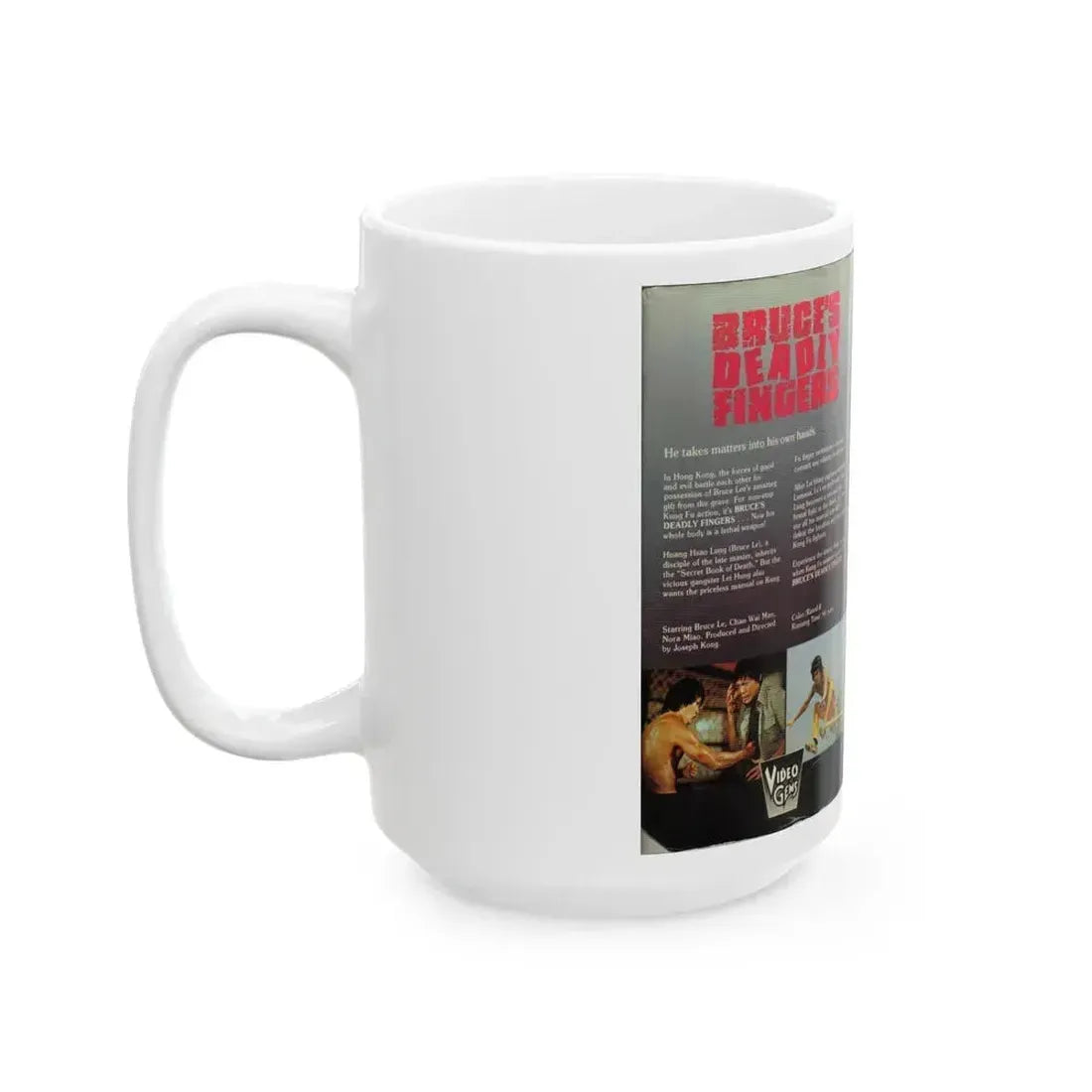 BRUCES DEADLY FINGERS (VHS COVER) - White Coffee Mug - Go Mug Yourself