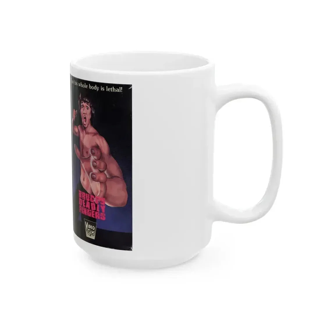 BRUCES DEADLY FINGERS (VHS COVER) - White Coffee Mug - Go Mug Yourself