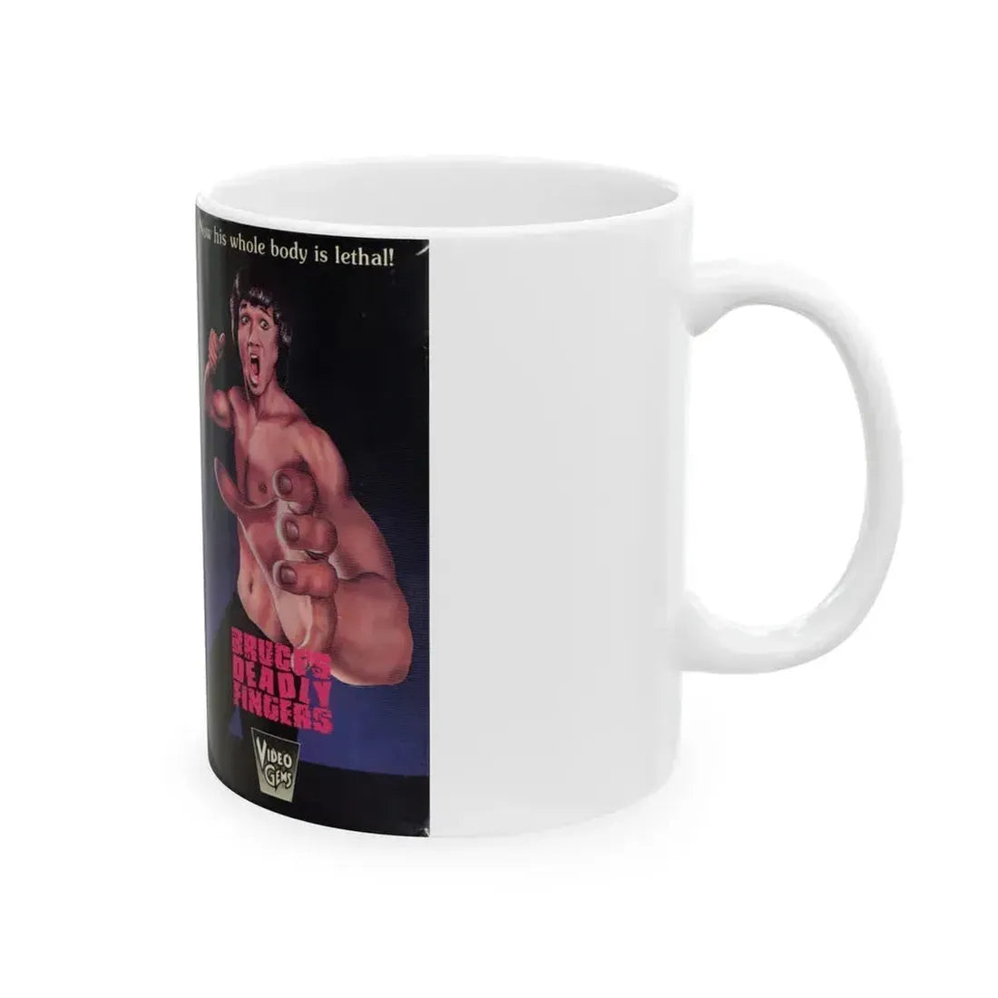 BRUCES DEADLY FINGERS (VHS COVER) - White Coffee Mug - Go Mug Yourself