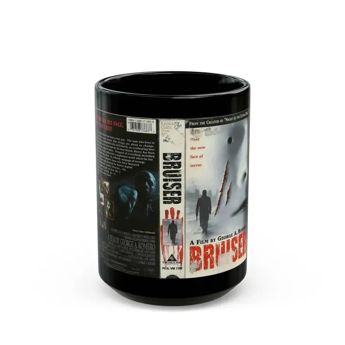 BRUISER GEORGE ROMERO (VHS COVER) - Black Coffee Mug 15oz - Go Mug Yourself