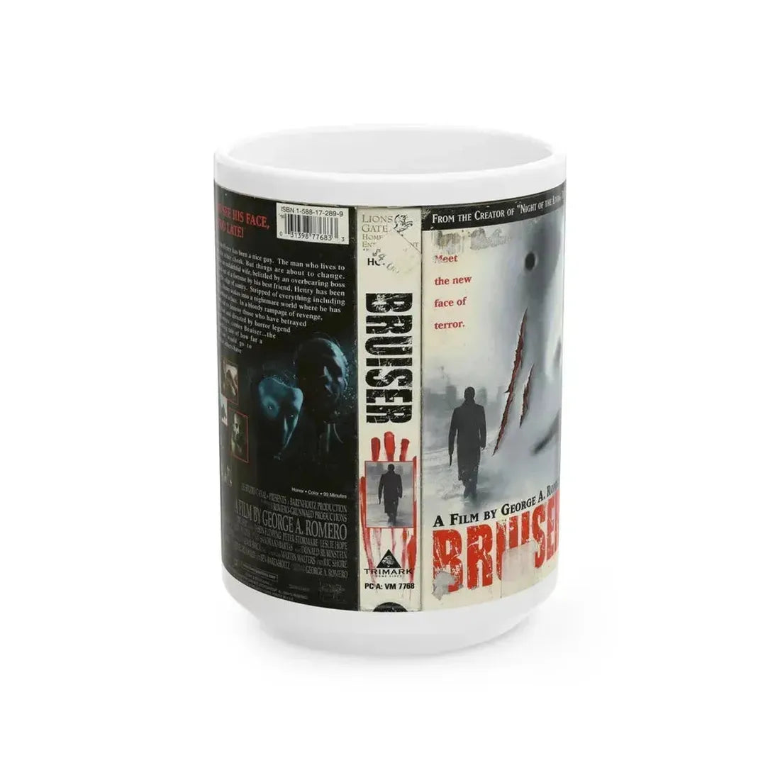 BRUISER GEORGE ROMERO (VHS COVER) - White Coffee Mug 15oz - Go Mug Yourself