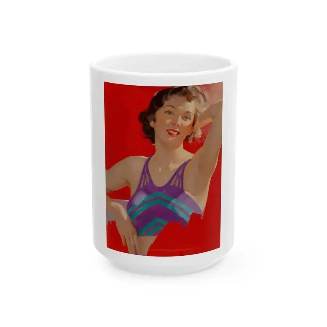Brunette Beauty, unpublished Redbook cover - White Coffee Mug 15oz - Go Mug Yourself