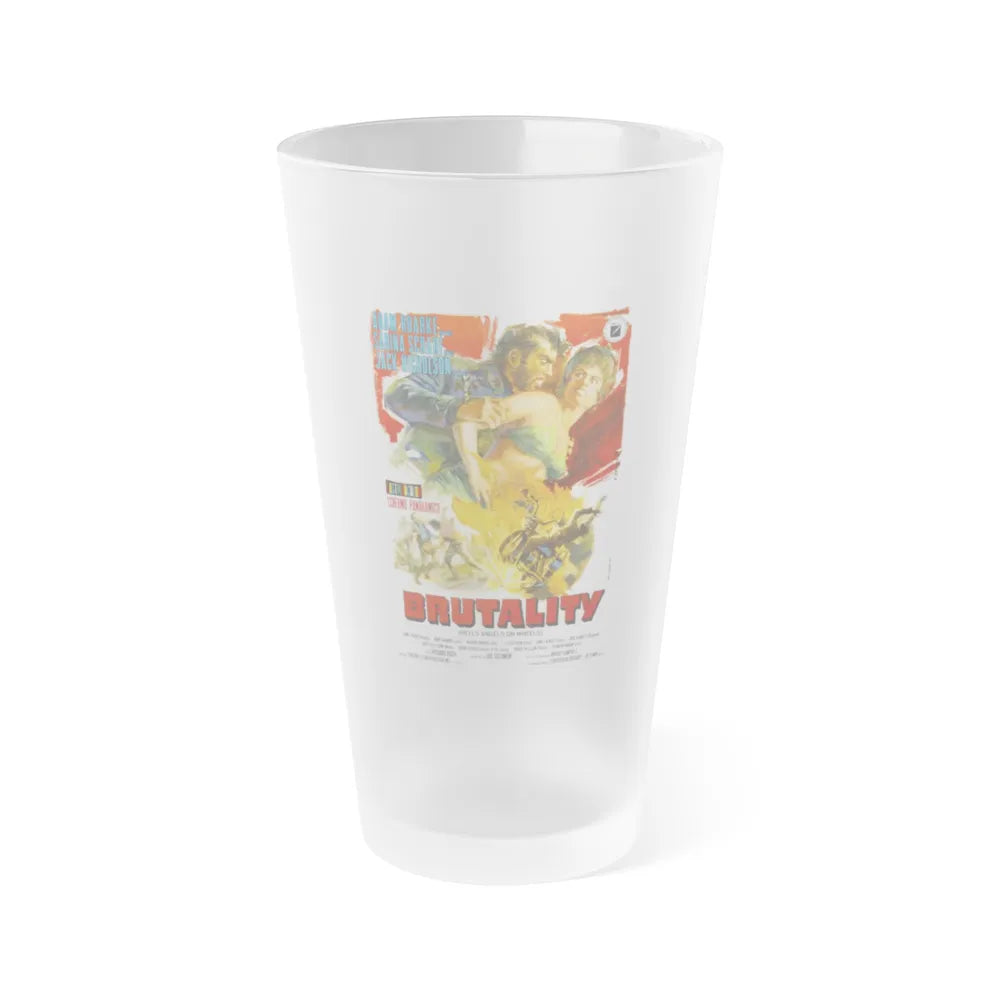 BRUTALITY (HELLS ANGELS ON WHEELS) 1967 Movie Poster - Frosted Pint Glass 16oz-16oz-Frosted-Go Mug Yourself