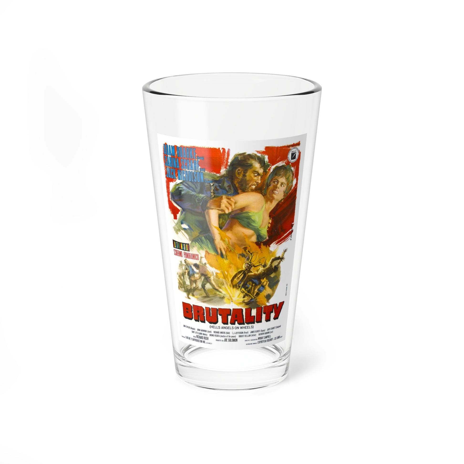 BRUTALITY (HELLS ANGELS ON WHEELS) 1967 Movie Poster - Pint Glass 16oz-16oz-Go Mug Yourself