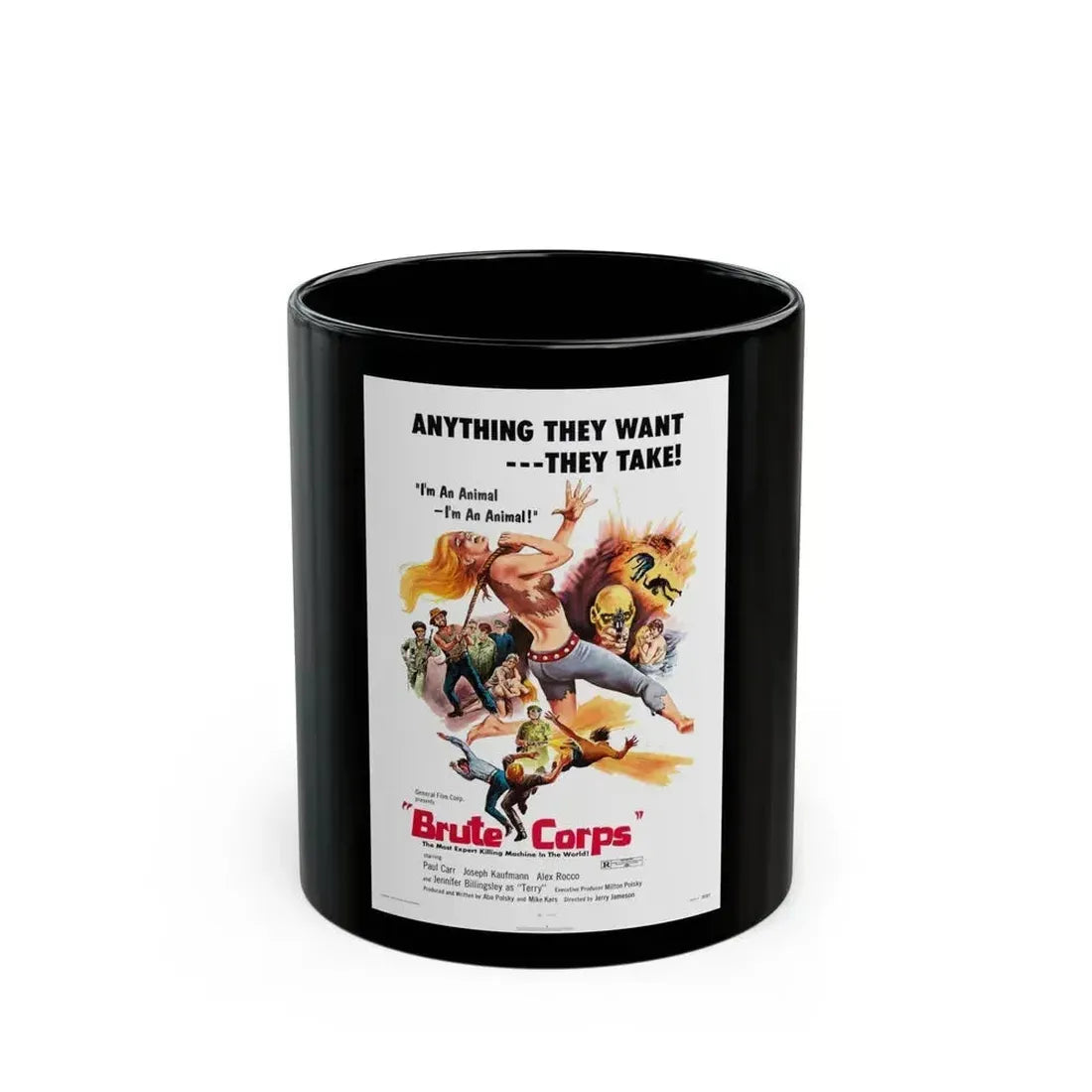 BRUTE CORPS 1971 Movie Poster - Black Coffee Mug 11oz - Go Mug Yourself
