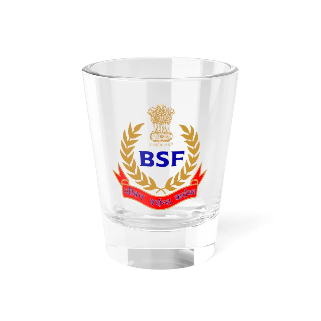 BSF Insignia (India) (Coat of Arms) Shot Glass 1.5oz 1.5oz - Go Mug Yourself