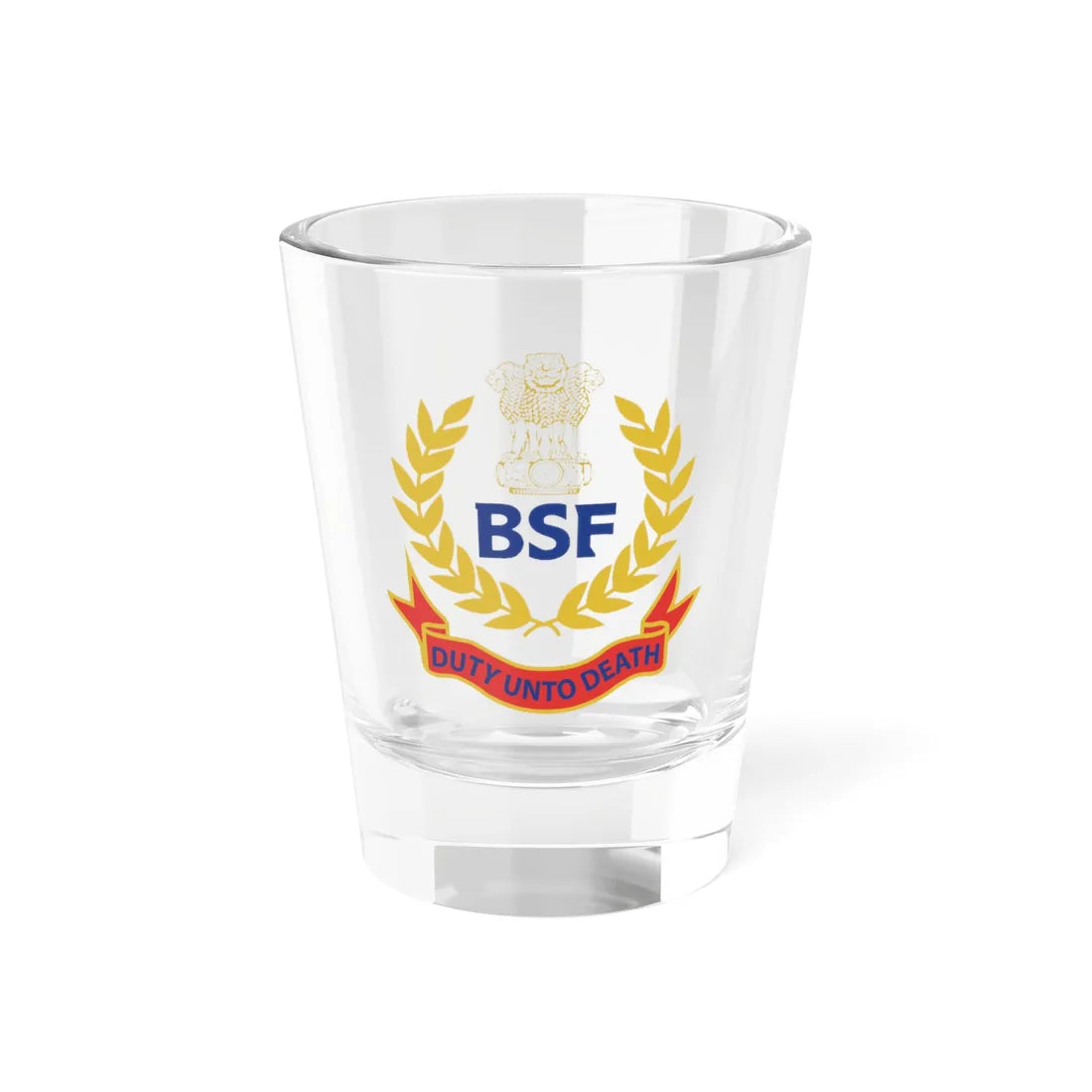 BSF Logo (India) (Coat of Arms) Shot Glass 1.5oz 1.5oz - Go Mug Yourself
