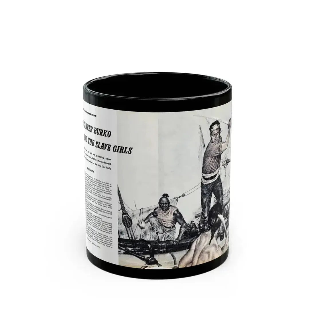 Buccaneer Burko And The Slave Girls, Climax magazine, April 1960 - Black Coffee Mug 11oz - Go Mug Yourself