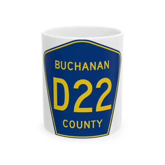 Buchanan County Route D22 IA (Iowa) (Road Sign) White Coffee Mug 11oz - Go Mug Yourself