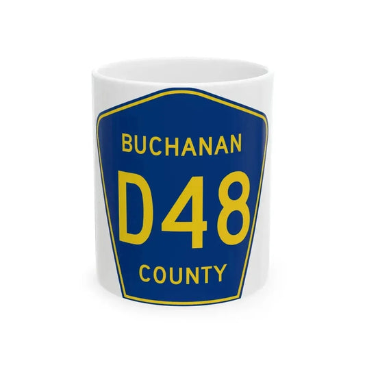 Buchanan County Route D48 IA (Iowa) (Road Sign) White Coffee Mug 11oz - Go Mug Yourself