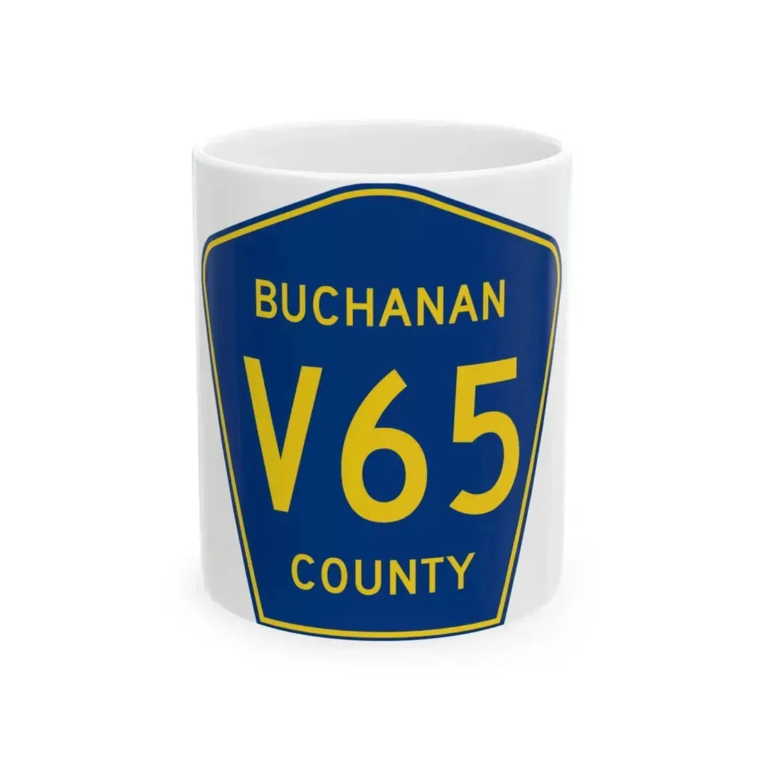 Buchanan County Route V65 IA (Iowa) (Road Sign) White Coffee Mug 11oz - Go Mug Yourself
