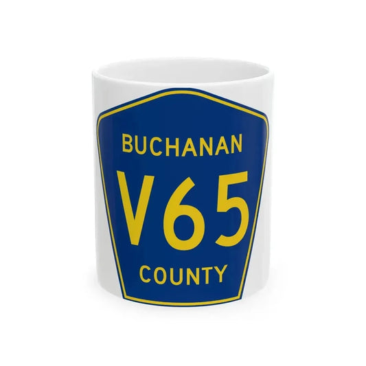 Buchanan County Route V65 IA (Iowa) (Road Sign) White Coffee Mug 11oz - Go Mug Yourself