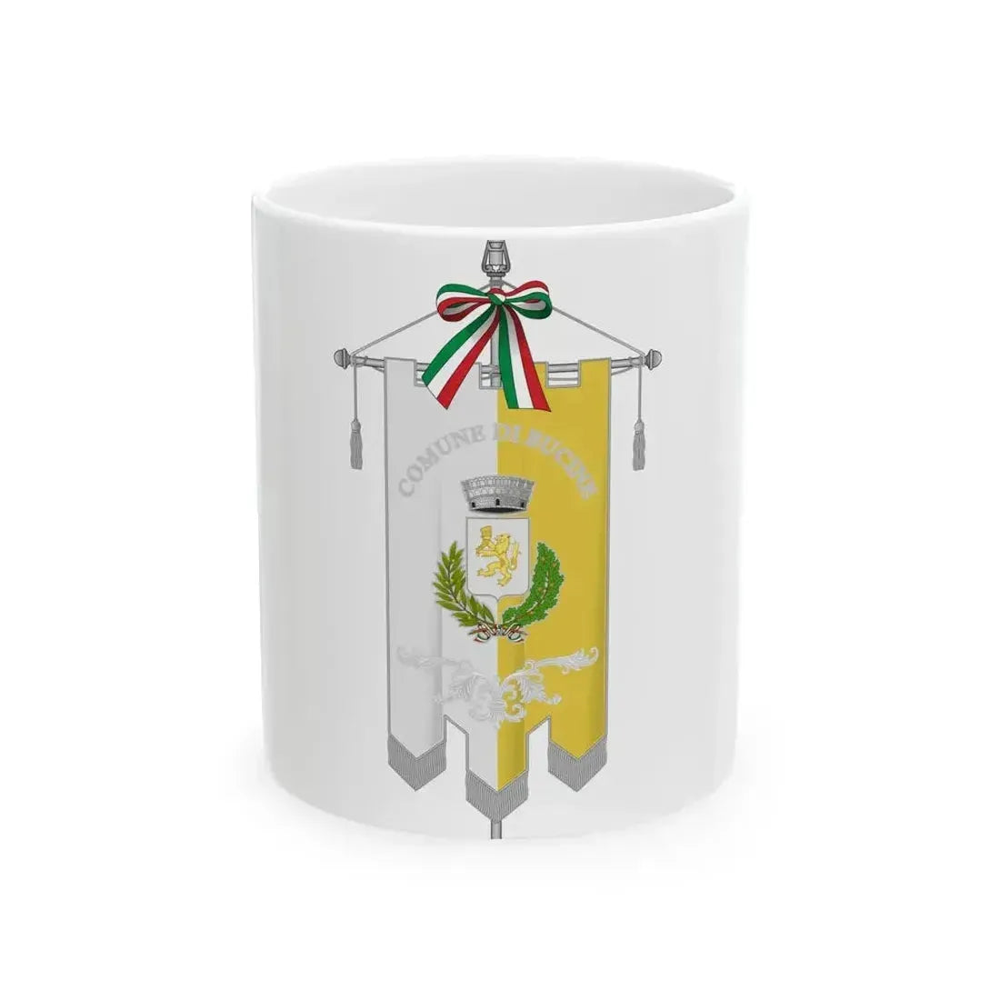 Bucine-Gonfalone (Italy) White Coffee Mug 11oz - Go Mug Yourself