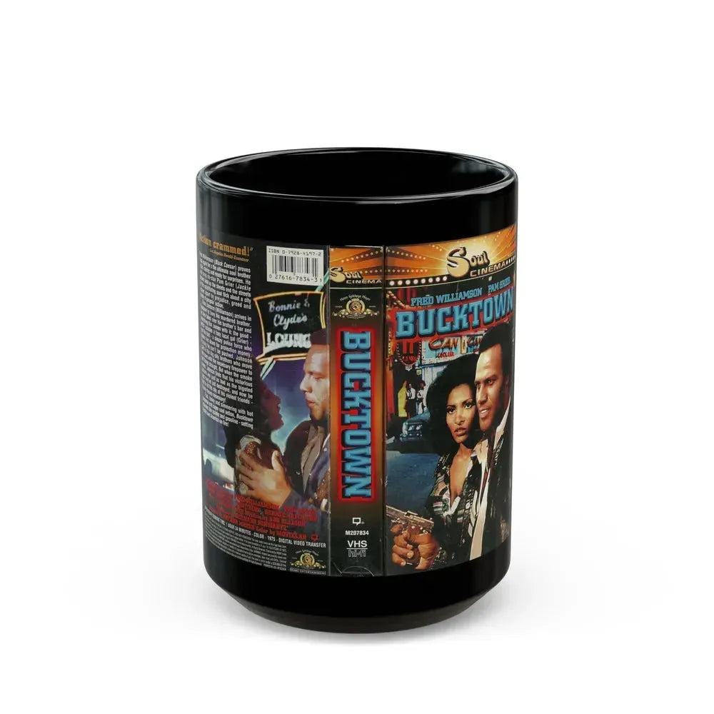 BUCK TOWN FRED WILLIAMSON PAM GRIER (VHS COVER) - Black Coffee Mug 15oz - Go Mug Yourself
