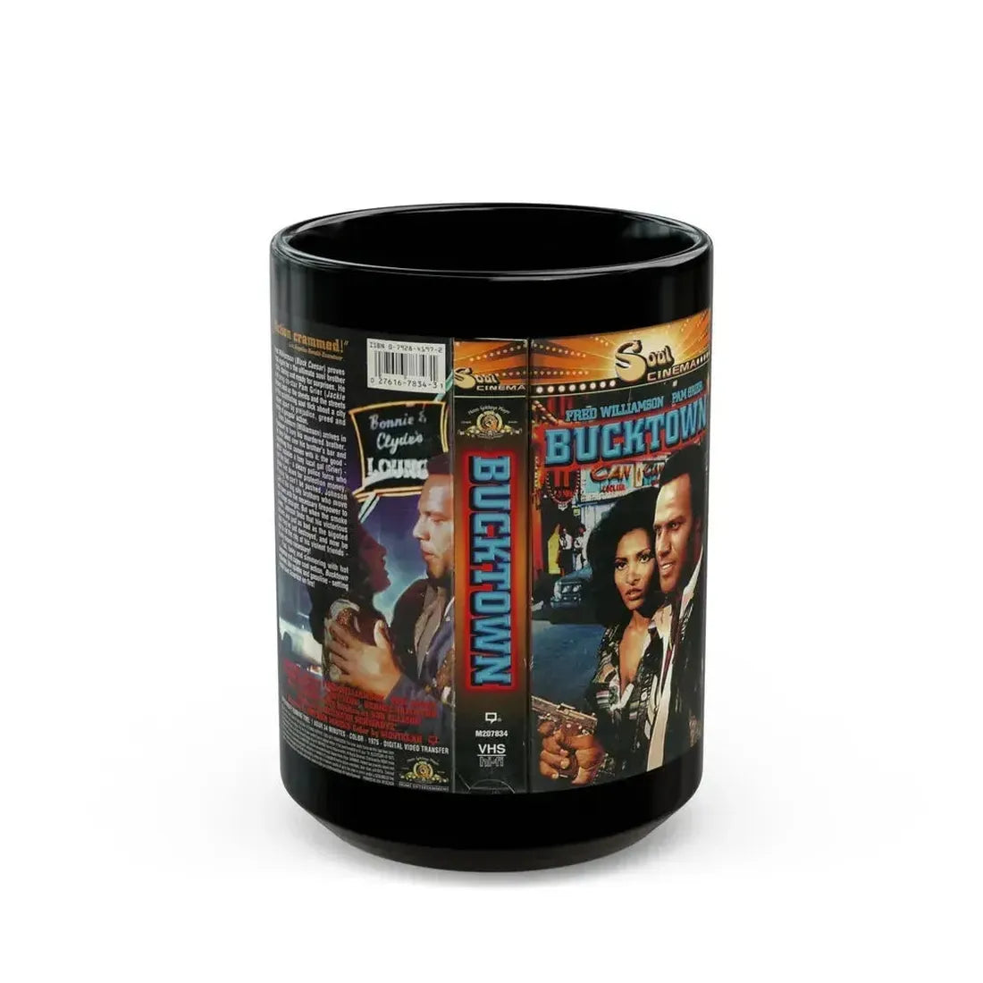 BUCK TOWN FRED WILLIAMSON PAM GRIER (VHS COVER) - Black Coffee Mug 15oz - Go Mug Yourself